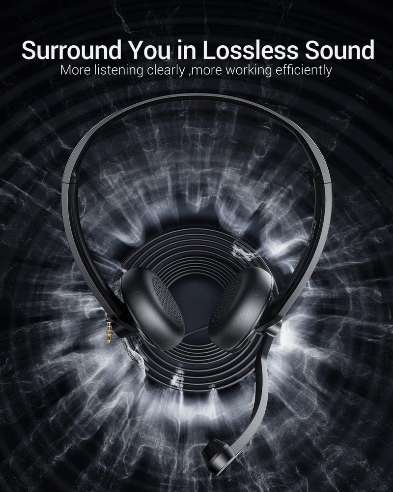 FEABASK USB Headset with Microphone for PC Laptop - Wired Computer Headphones with Noise Cancelling Microphone for Home Office Online Class Skype Zoom Meetings,in Line Mute Controls - Image 4